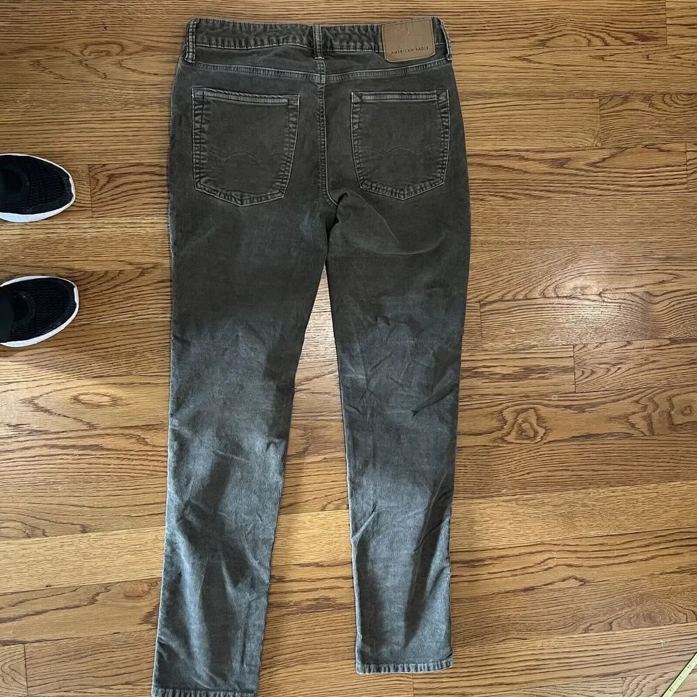 Mens American Eagle Flex Slim Lived-in Corduroy‎ Pants - Grey - 32 X 34
